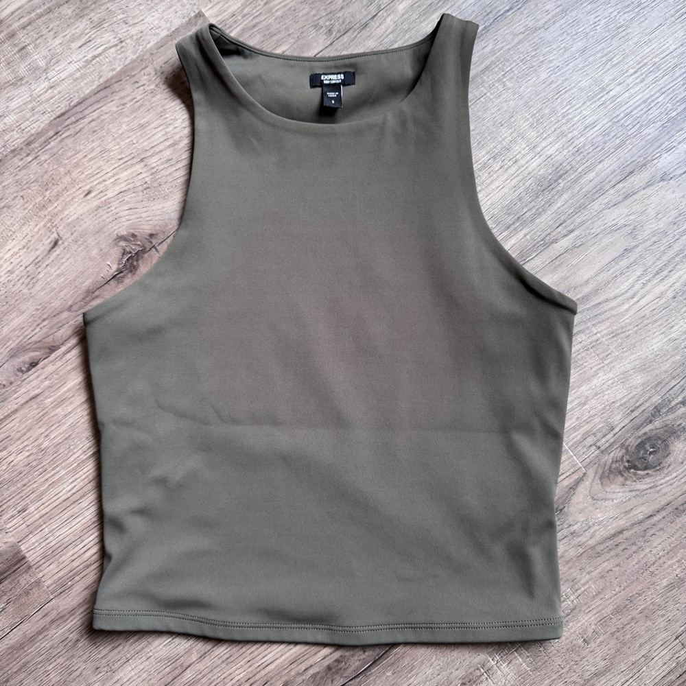 Express Olive Green High Neck Tank Top